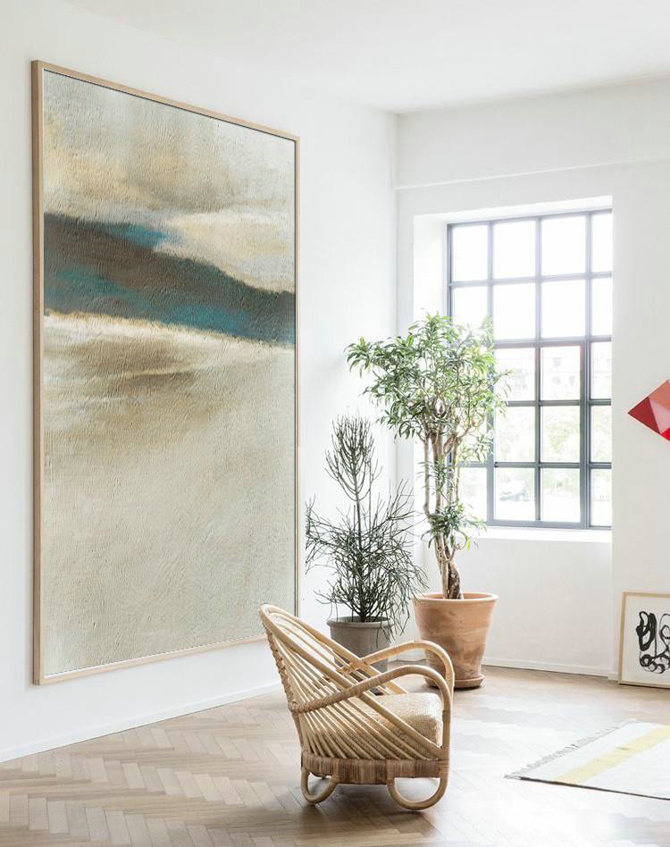Oversized Canvas Art On Canvas,Oversized Abstract Landscape Painting,Hand Painted Acrylic Painting,Yellow,White,Black.etc